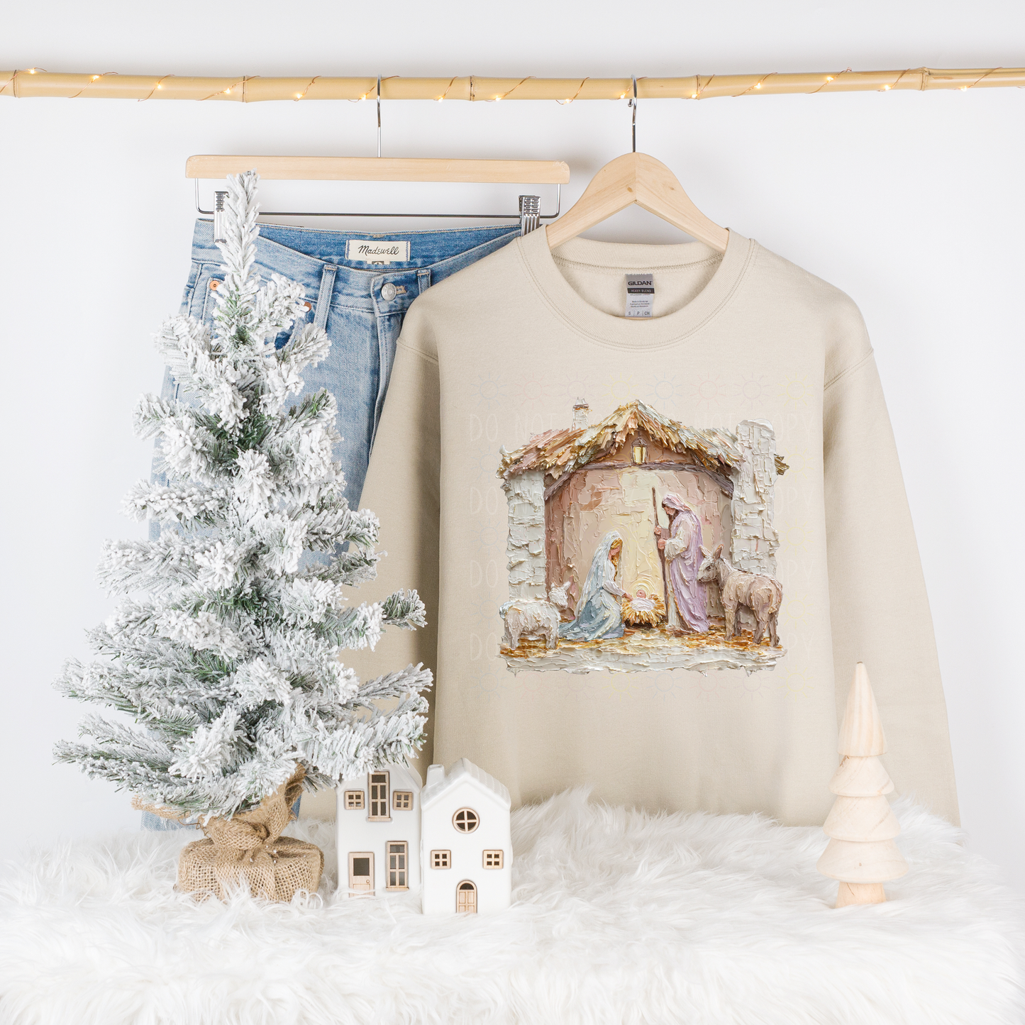 COMPLETED - Painted Pastel Nativity Scene Crewneck