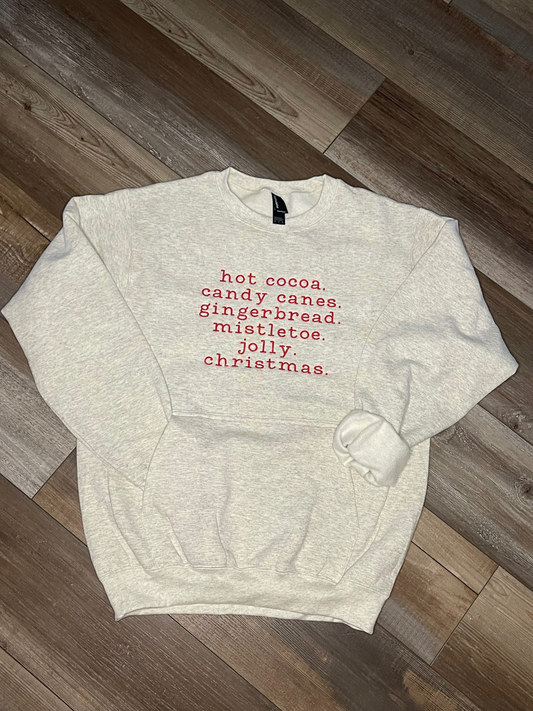 EMBROIDERED - Christmas Words Crewneck