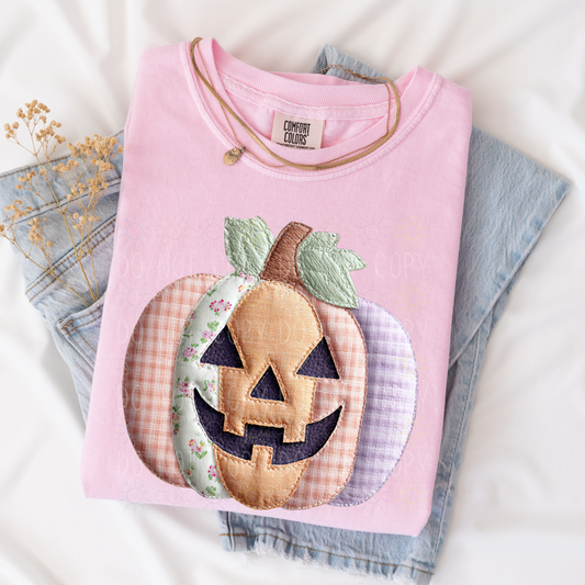COMPLETED - Patchwork Plaid Pumpkin With Leaves