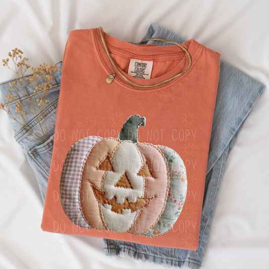 COMPLETED - Patchwork Orange Face Pumpkin