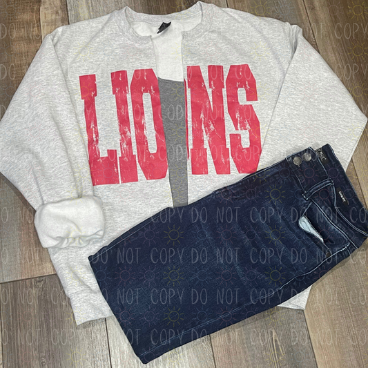 COMPLETED - Distressed Varsity Mascot Split Crewneck Sweatshirt