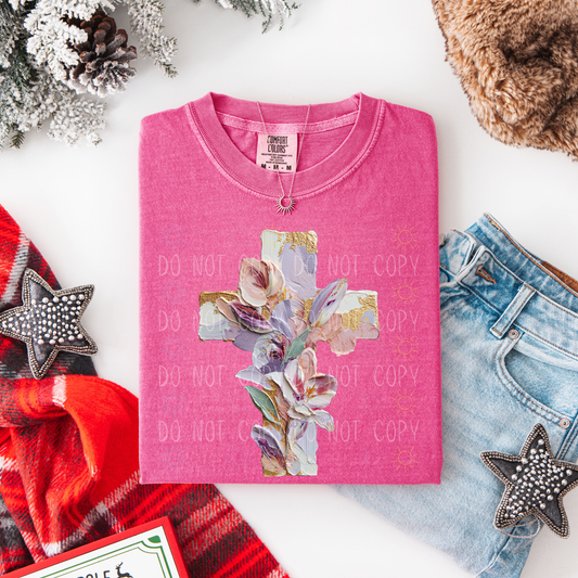 COMPLETED - Painted Lavender Floral Cross